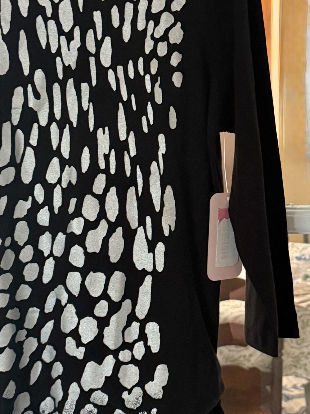 Allison Daley Black 3/4 Sleeve Top with Silver Spot Design - Picture 10 of 12